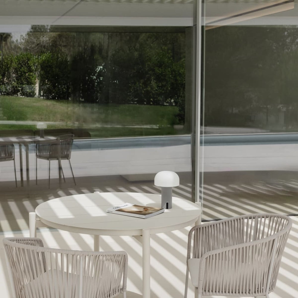 Round outdoor table ALERO, white, 110 cm