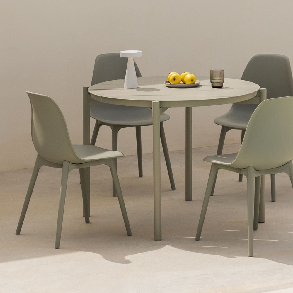 Round outdoor table ALERO, avocado aluminum, 110 cm