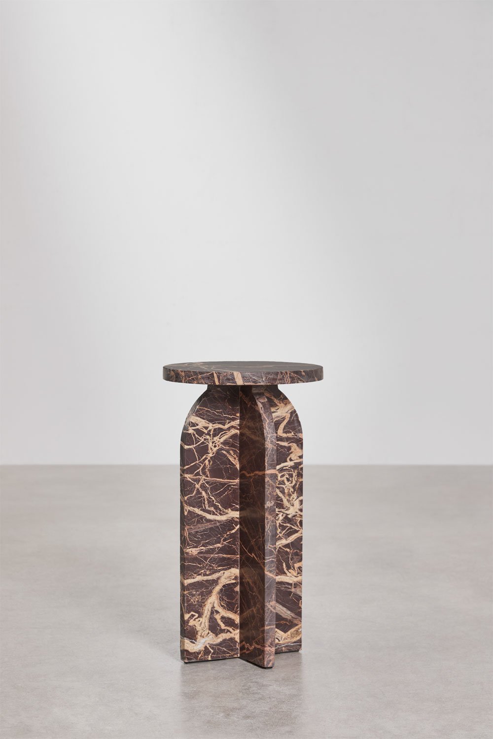 Graham šoninis staliukas Ø30 cm, raudonas marmuras