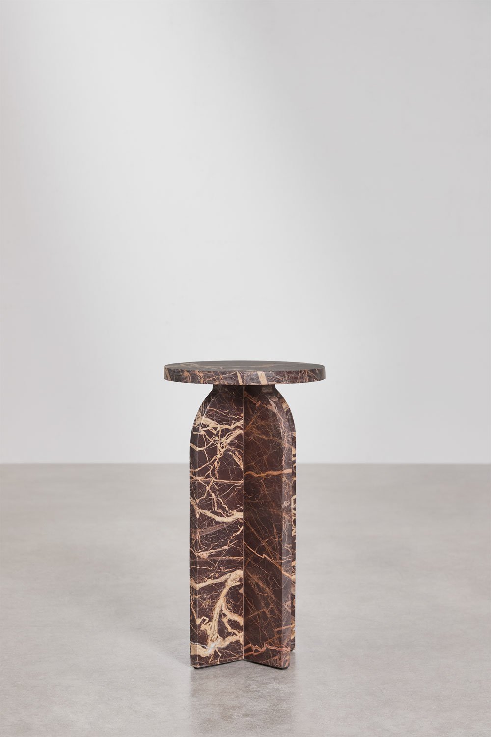 Graham šoninis staliukas Ø30 cm, raudonas marmuras