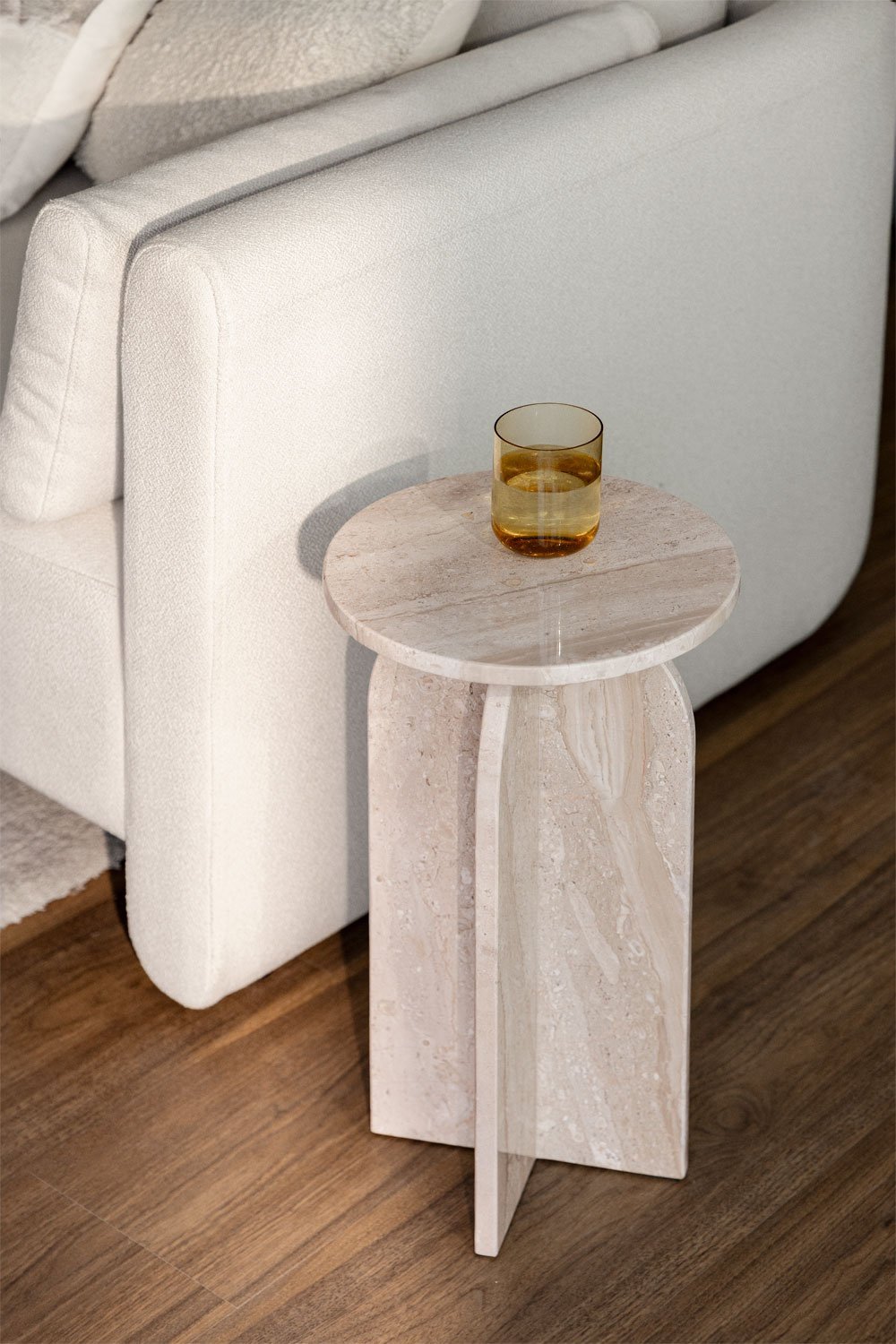 Apvalus šoninis staliukas GLEANA, marmuras