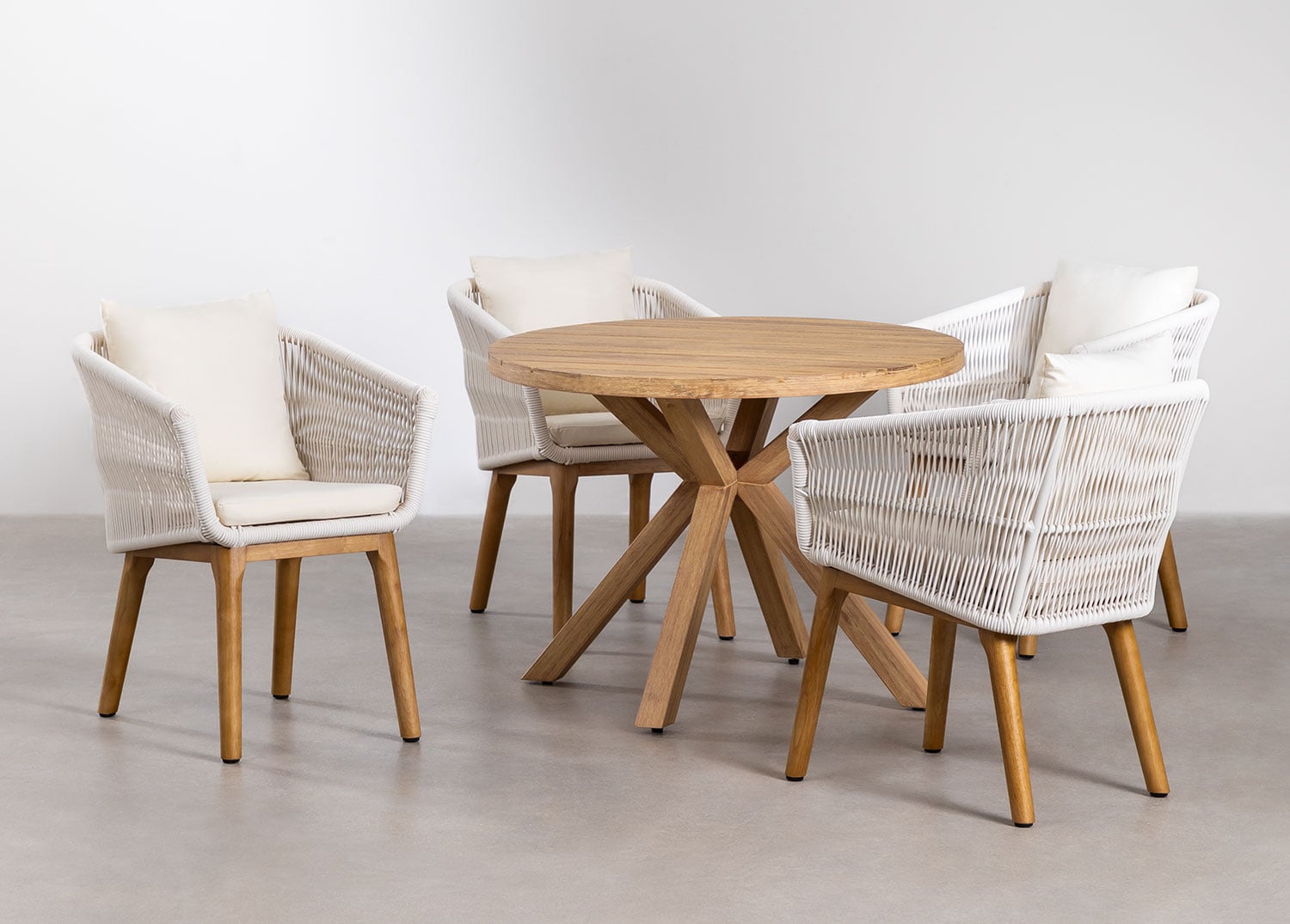 NAELE outdoor dining set, 5 pieces, bamboo green