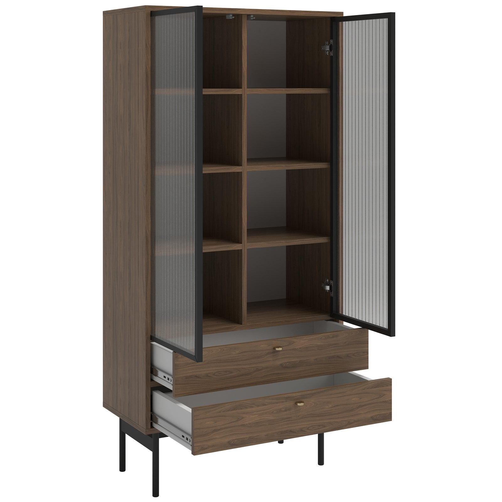 Aukšta vitrina OLAR, riešuto, 85 cm