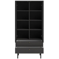 Aukšta vitrina OLAR, juoda, 85 cm – išskleista miego funkcija