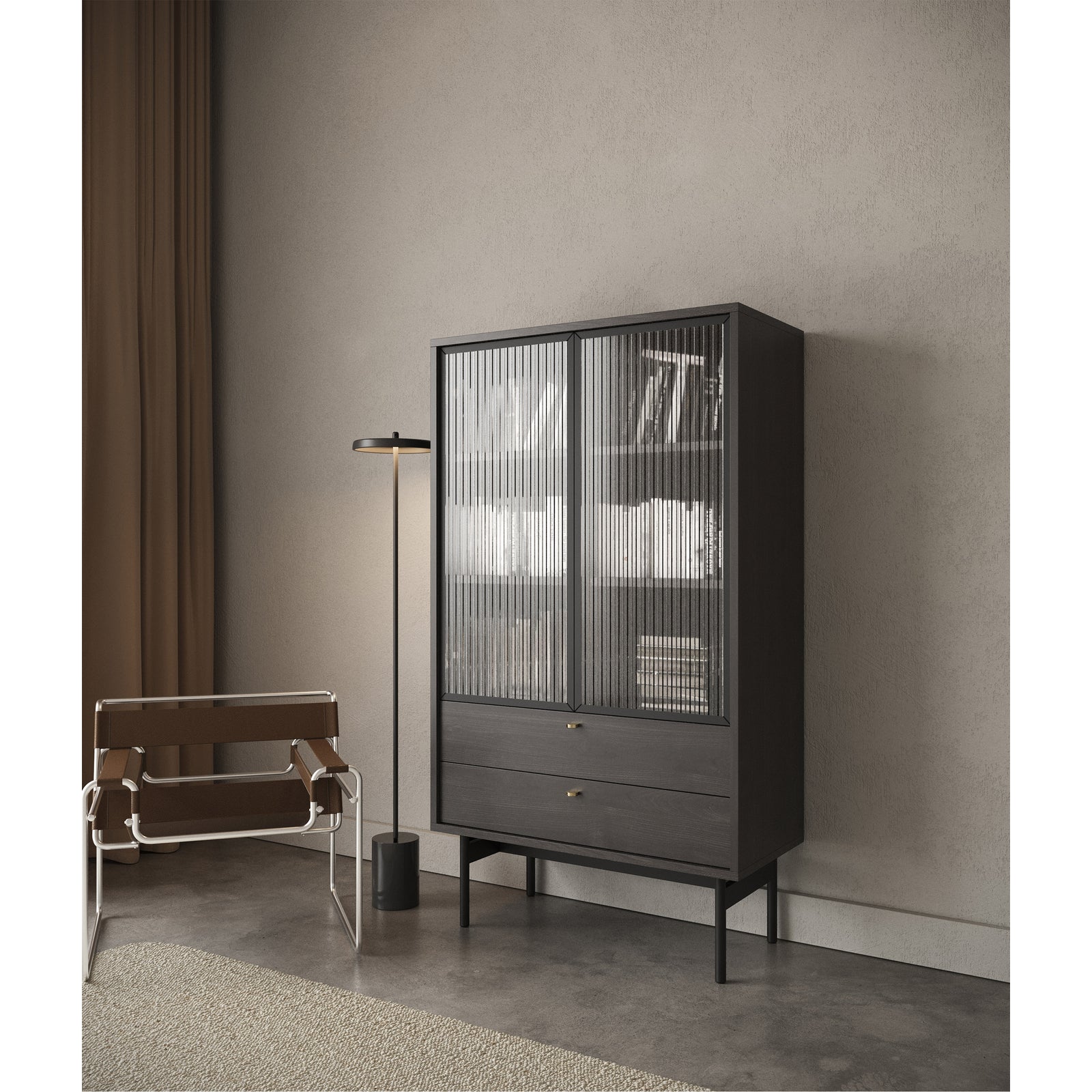 Žema vitrina OLAR, uosio, 85 cm
