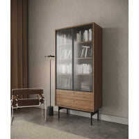 Aukšta vitrina OLAR, riešuto, 85 cm