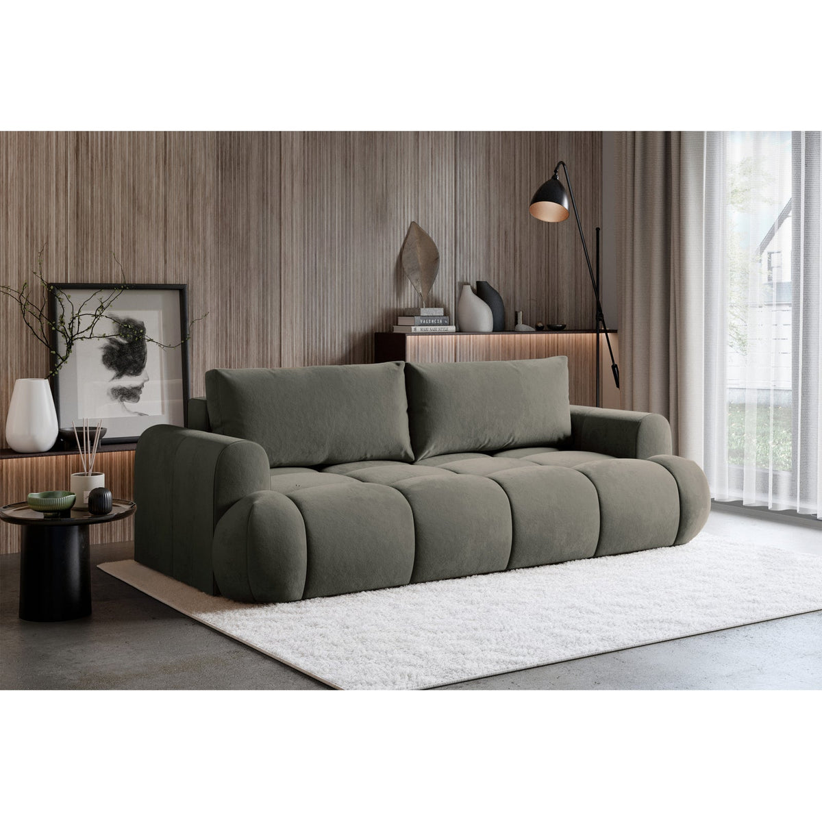 Sofa-lova TARRA, tamsiai smėlinė – vidaus talpa