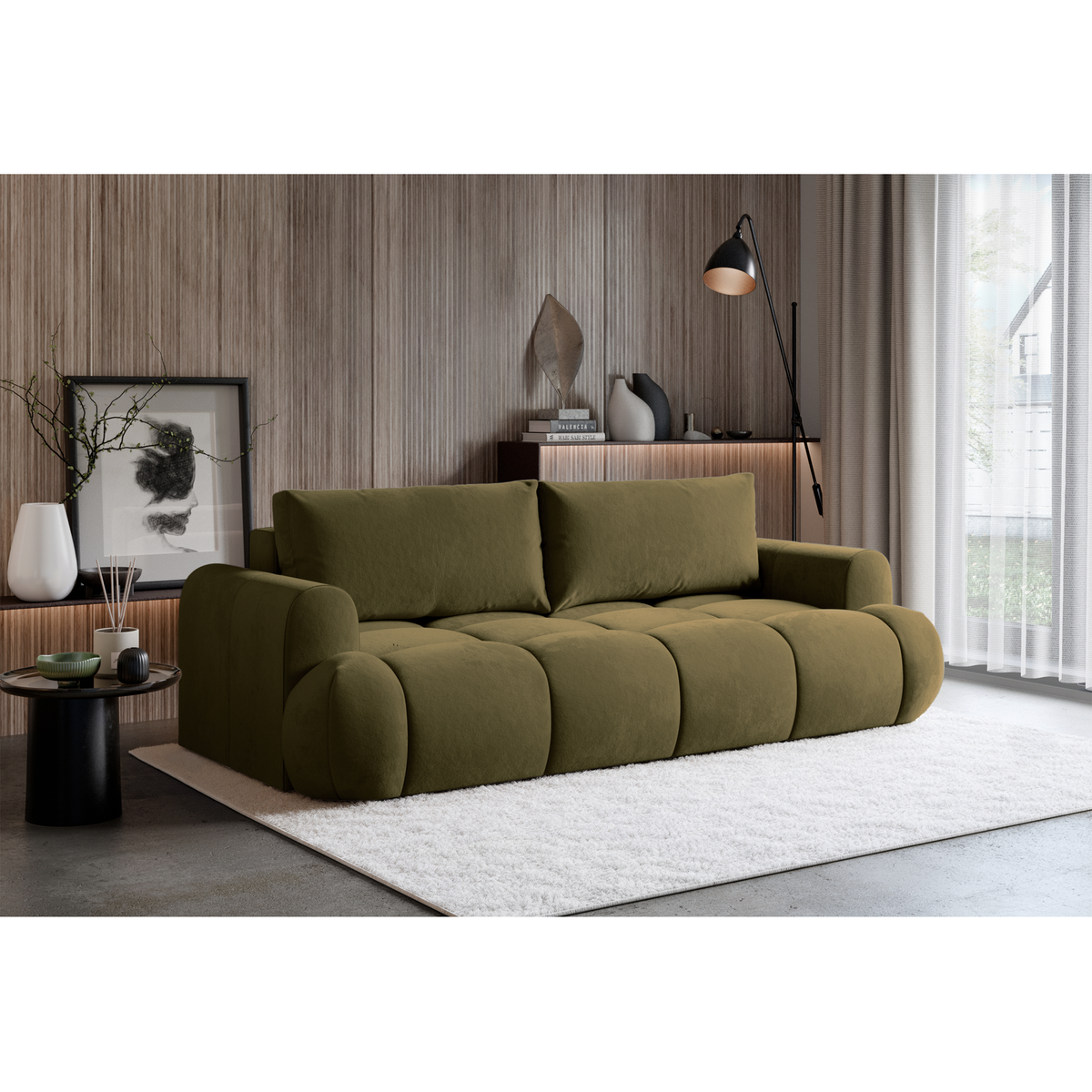 Sofa-lova TARRA minimalistiniame svetainės interjere