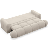 Sofa-lova TARRA, smėlinė – išskleista miego funkcija