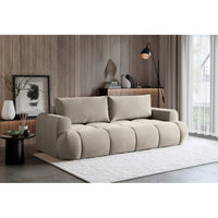Sofa-lova TARRA, smėlinė su augalu šalia