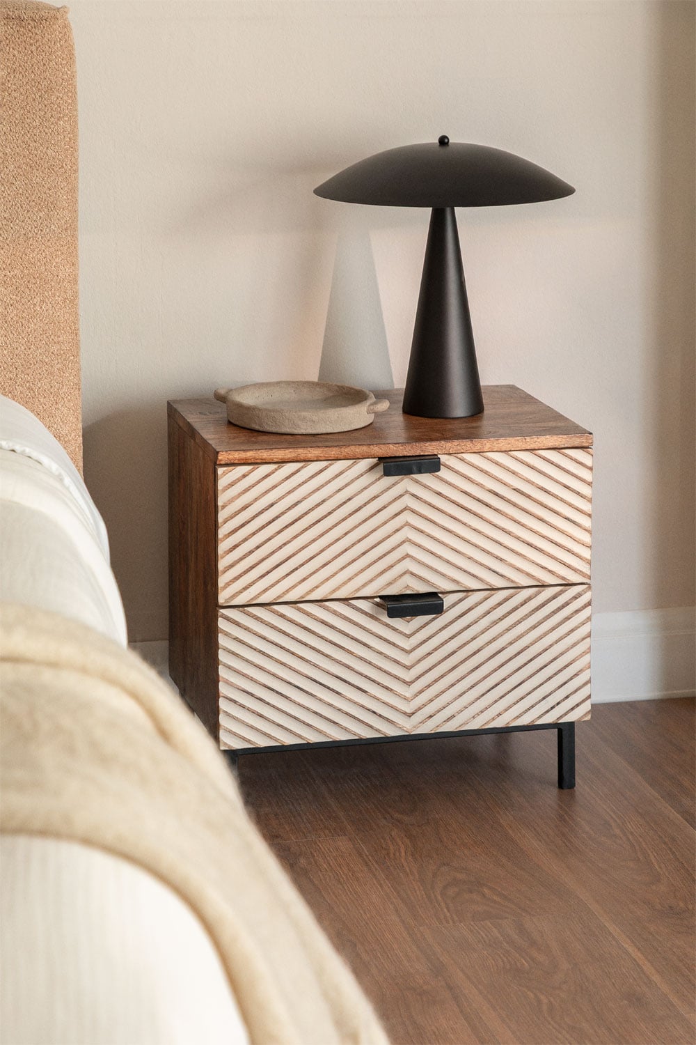 Nightstand LOROURA 50x35 cm, mango wood