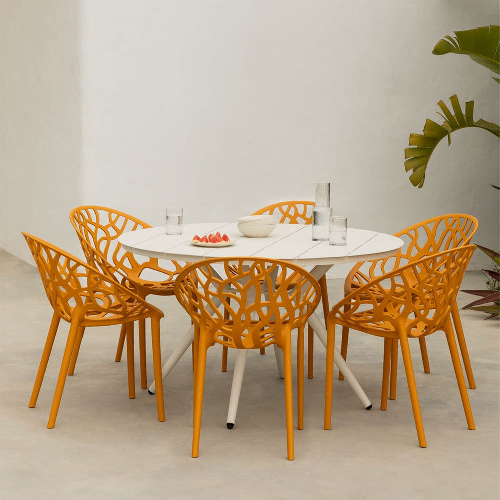 Outdoor Dining Set VALERIE, mustard, 6 chairs