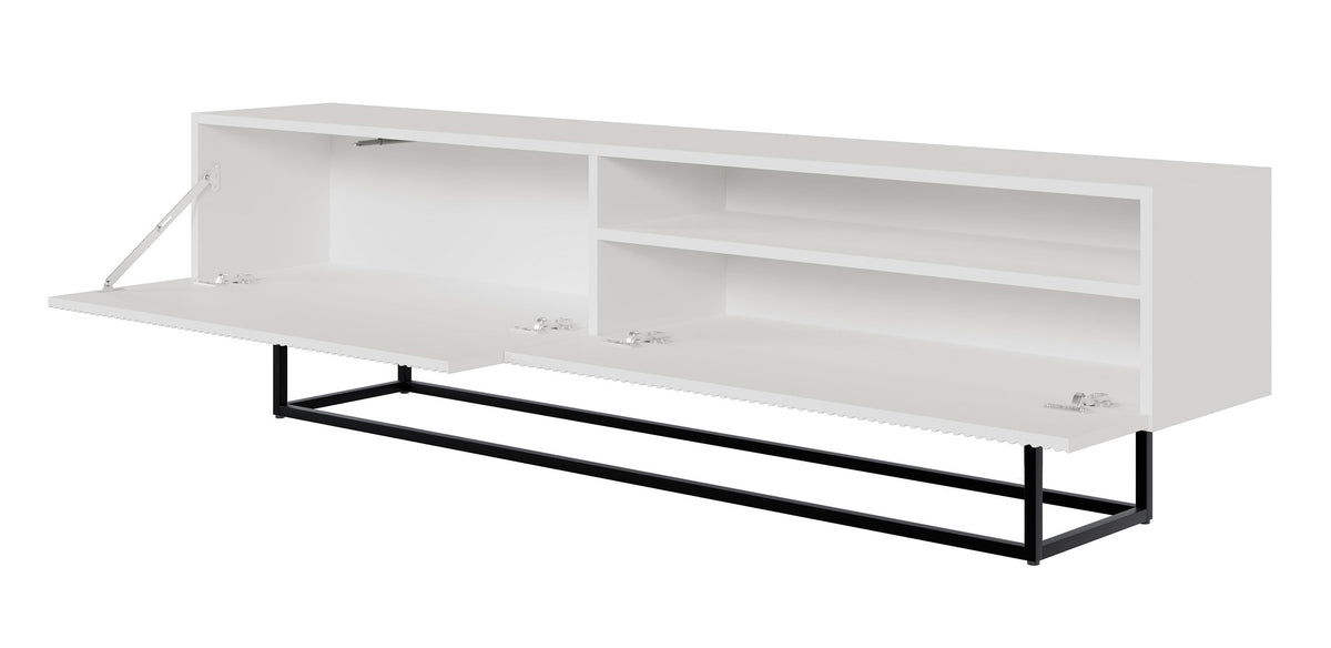 TV spintelė GREYA, balta, 175 cm, juodos kojos, 2