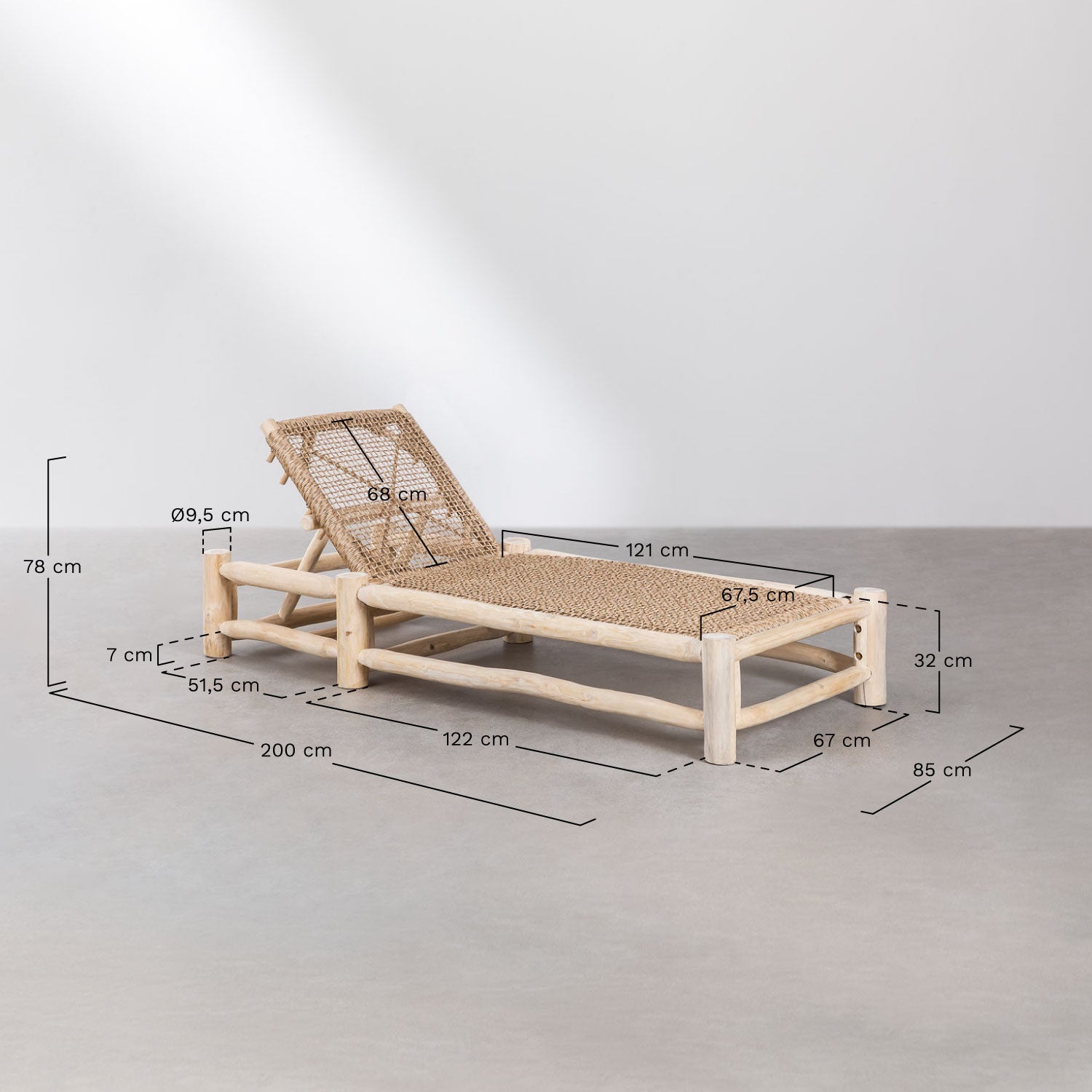 Reguliuojamas lauko gultas TEAK, tikmedis