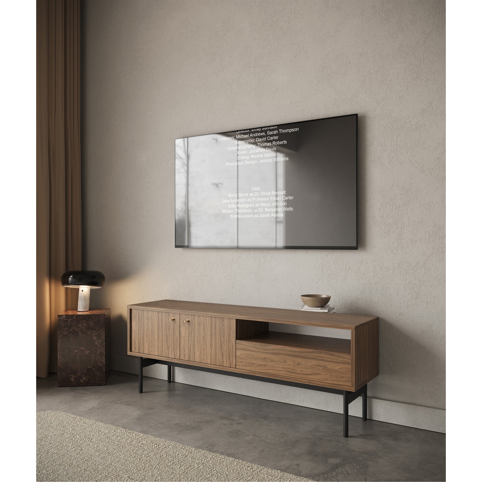 TV staliukas OLAR, riešuto, 154 cm