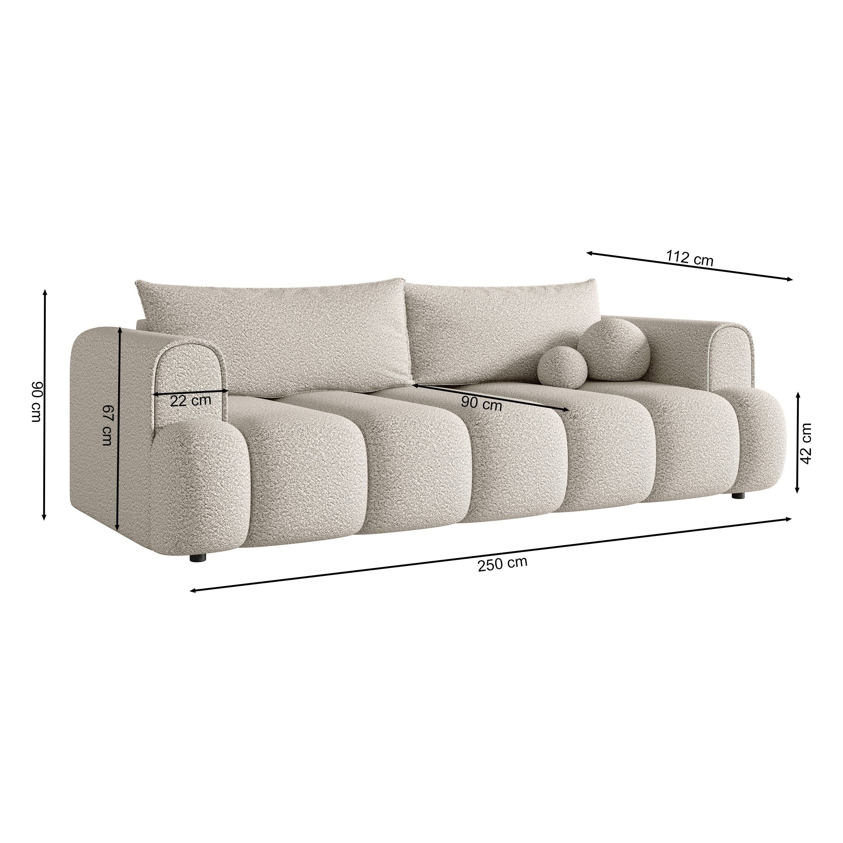 Sofa lova ANDELINA, kreminė spalva, boucle