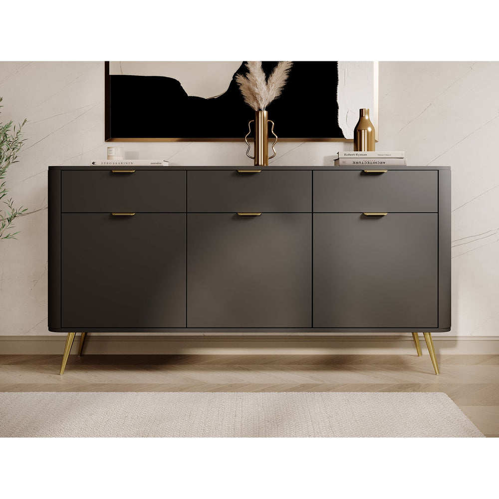 Komoda OVAL, juoda, 163 cm