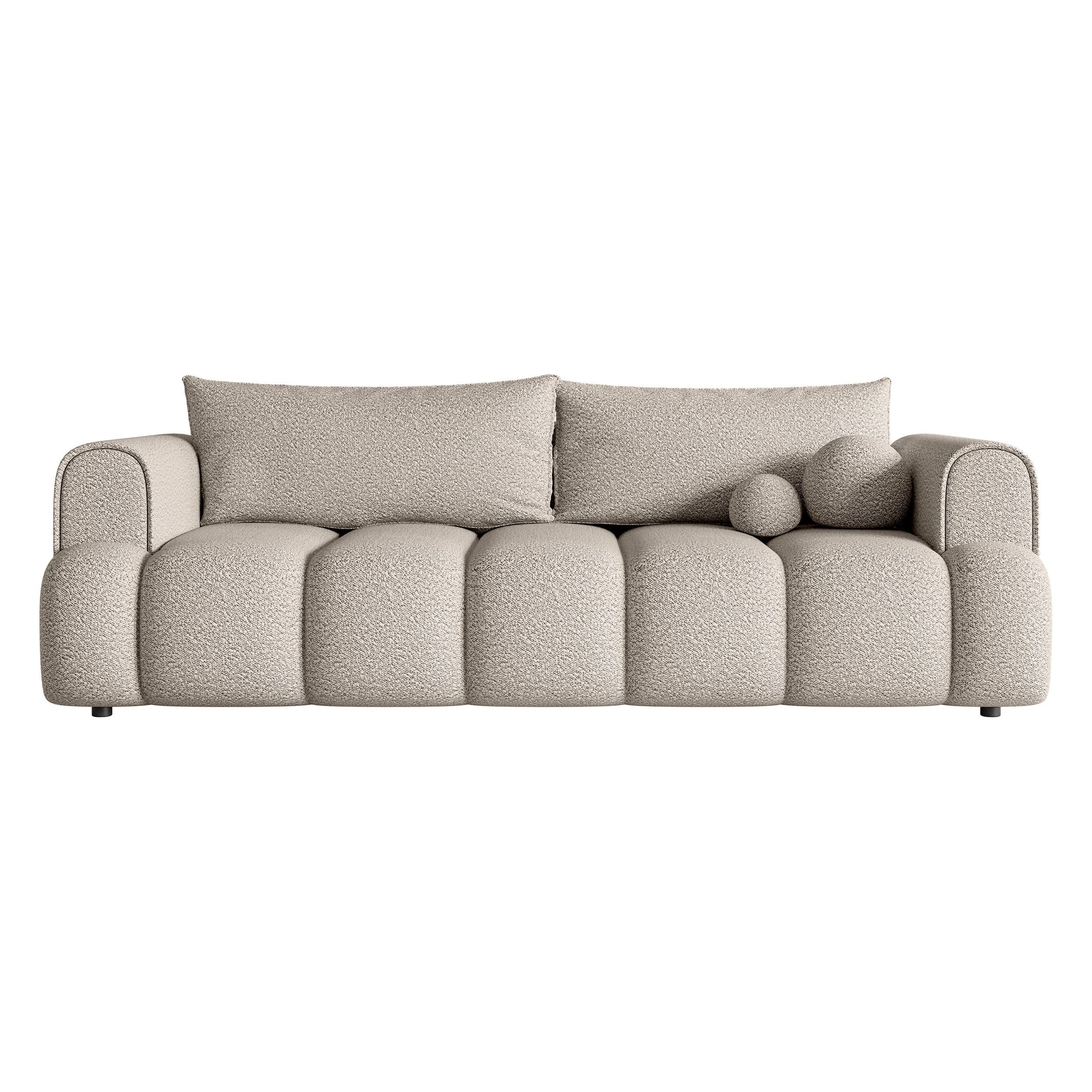 Sofa lova ANDELINA, šviesiai smėlio spalvos, boucle