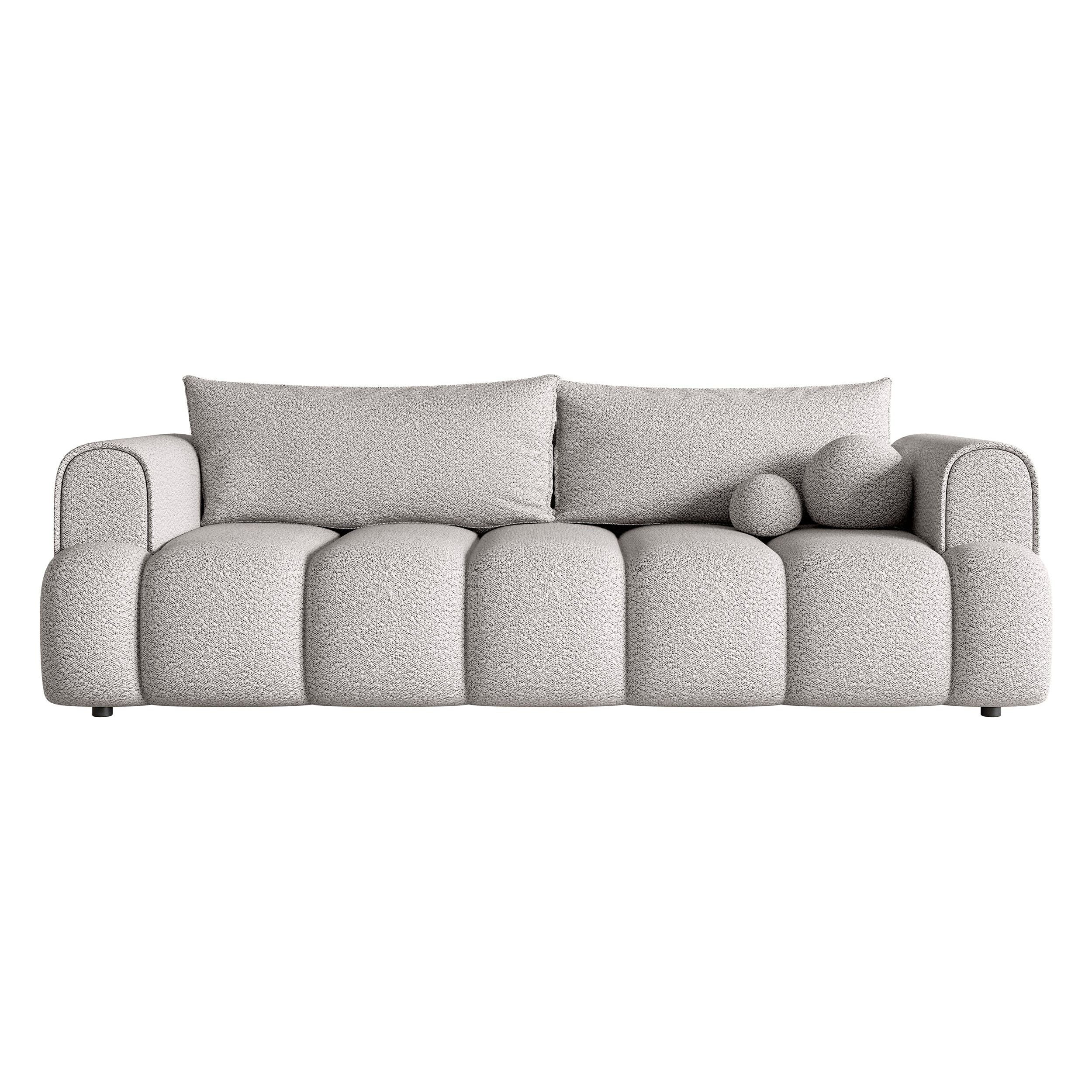 Sofa lova ANDELINA, šviesiai pilkos spalvos, boucle