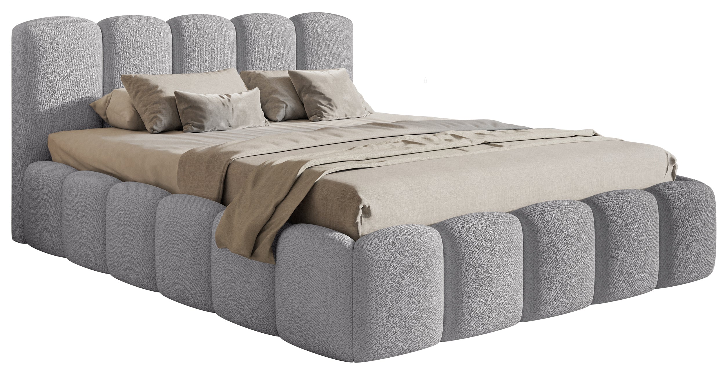 Miegamojo lova CLOUD, pilka boucle