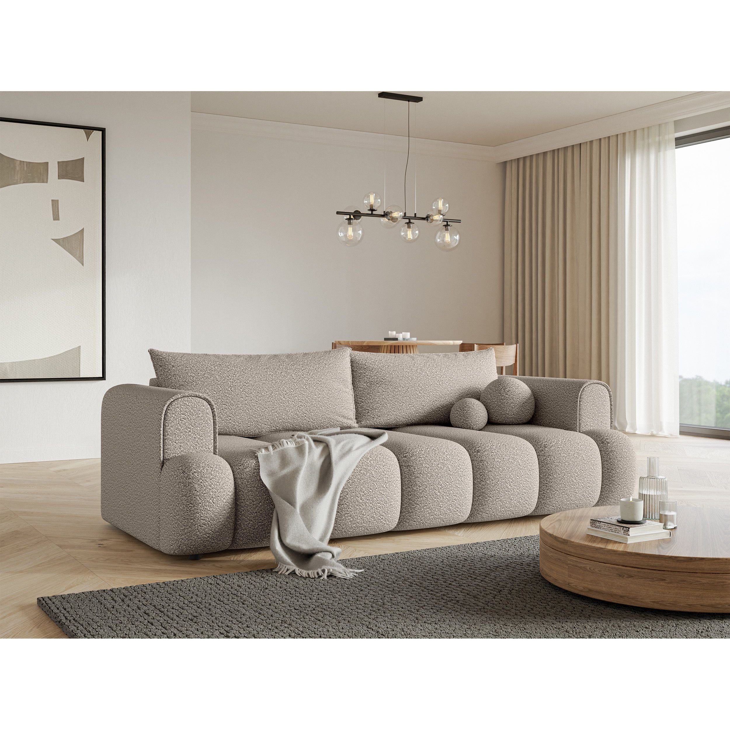 Sofa lova ANDELINA, šviesiai smėlio spalvos, boucle