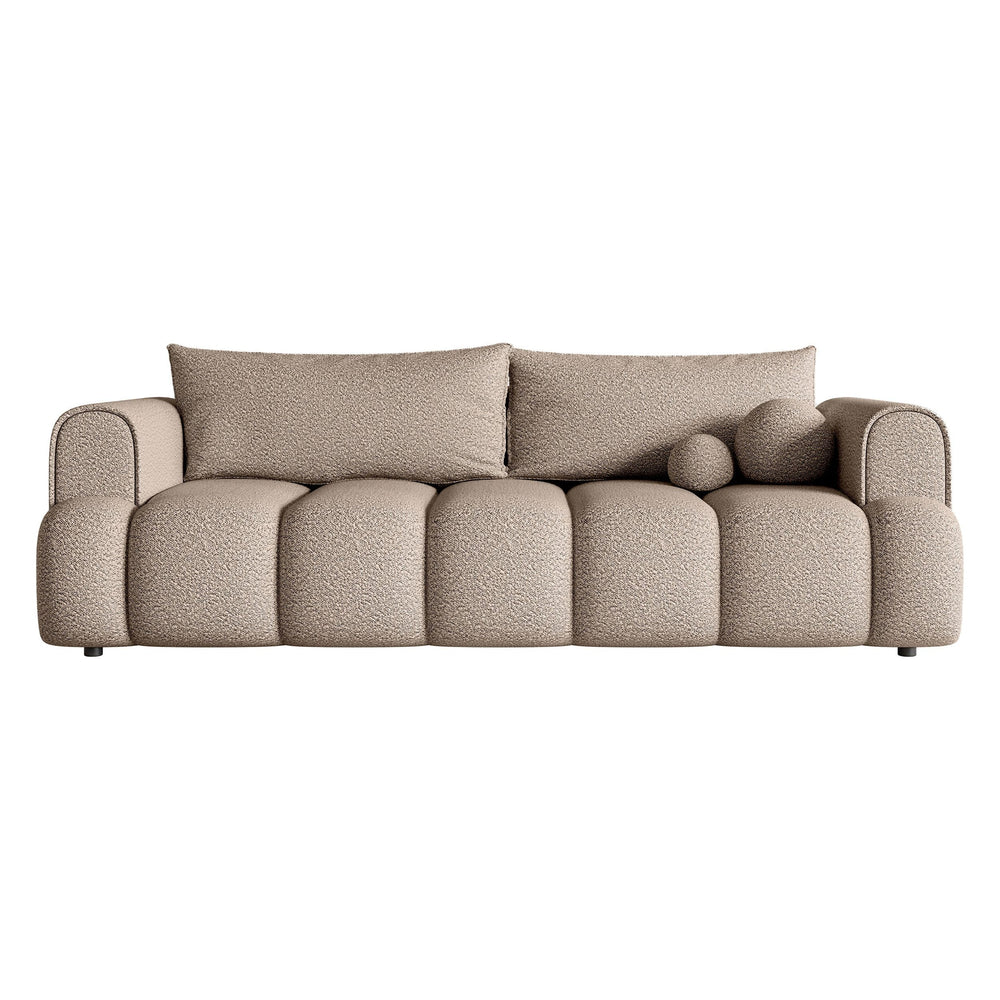 Sofa lova ANDELINA, tamsios smėlio spalvos, boucle