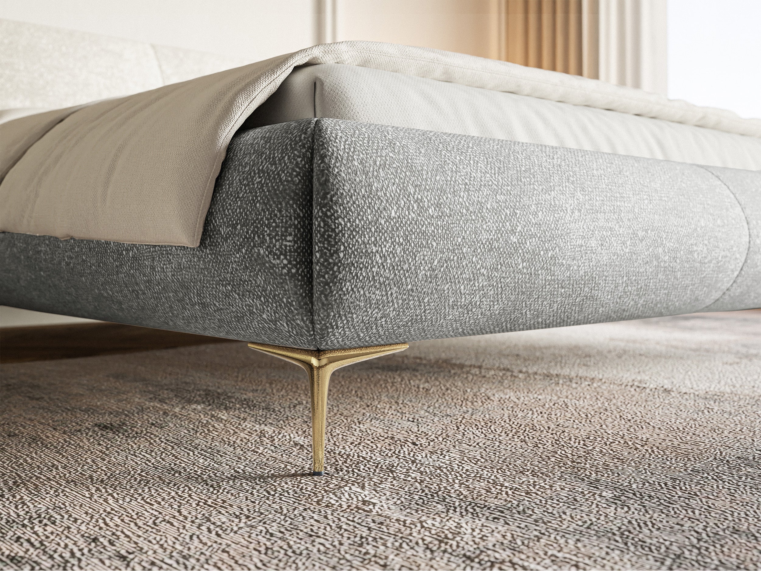 Bedroom bed VELORA, grey