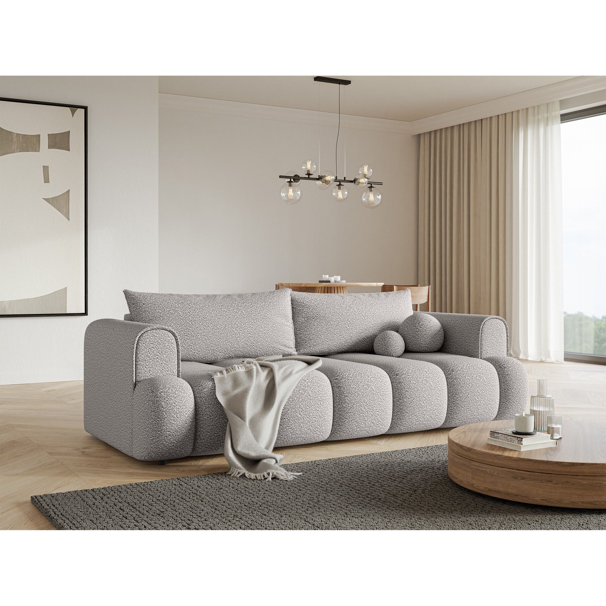 Sofa lova ANDELINA, šviesiai pilkos spalvos, boucle