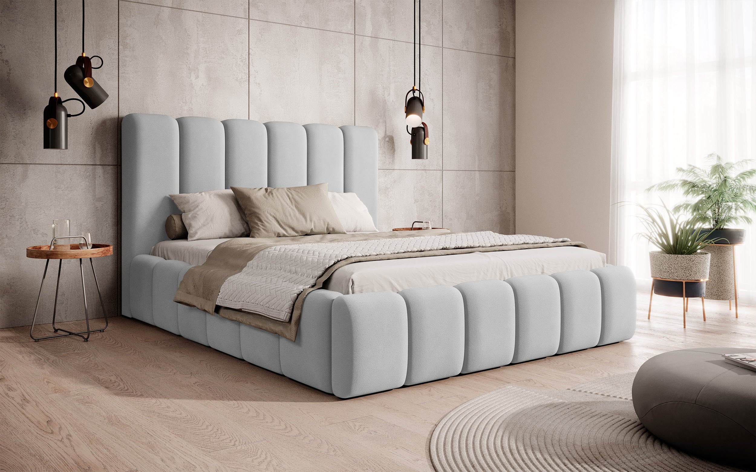 BISCOTTINO MAGIC Bedroom Bed, light grey