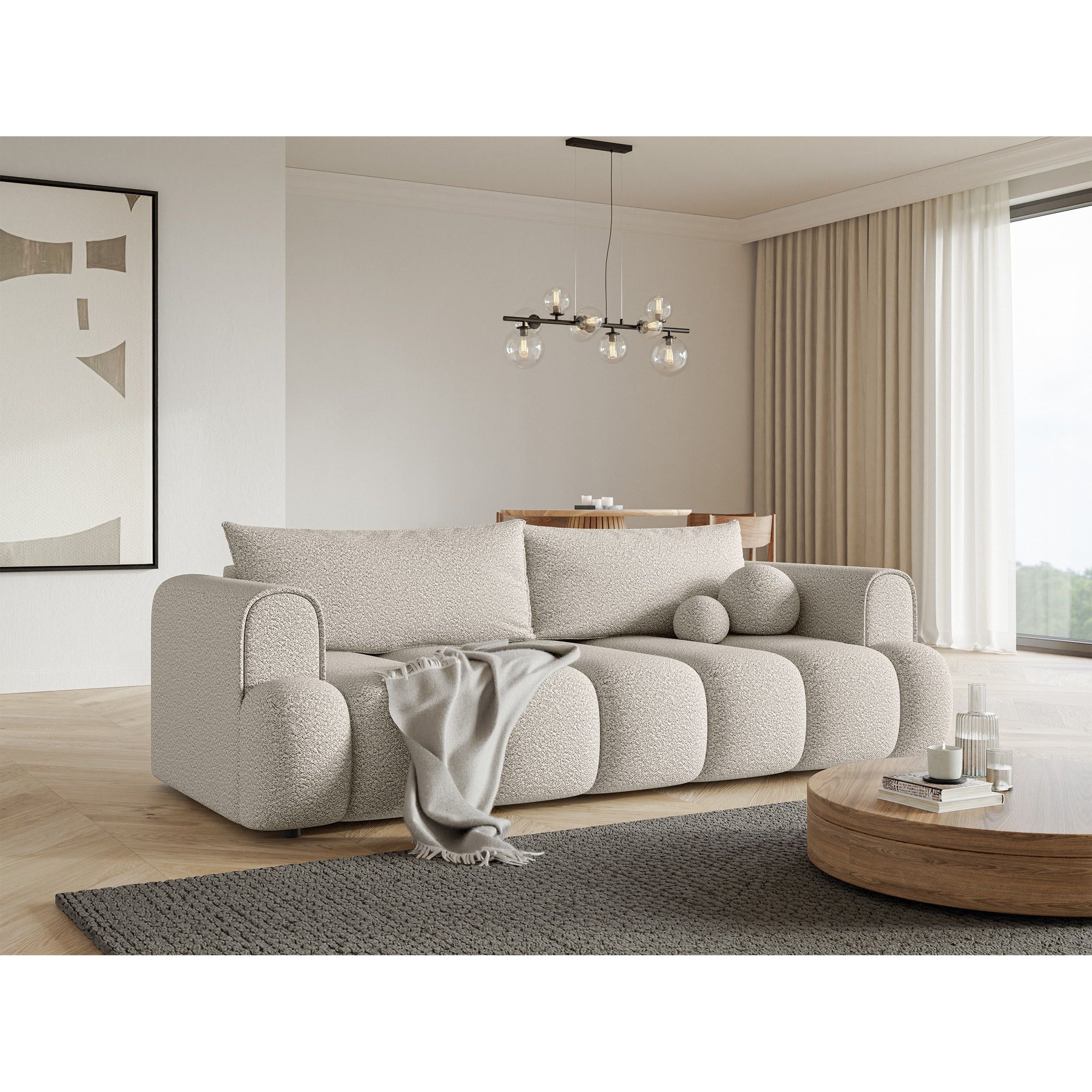 Sofa lova ANDELINA, kreminė spalva, boucle
