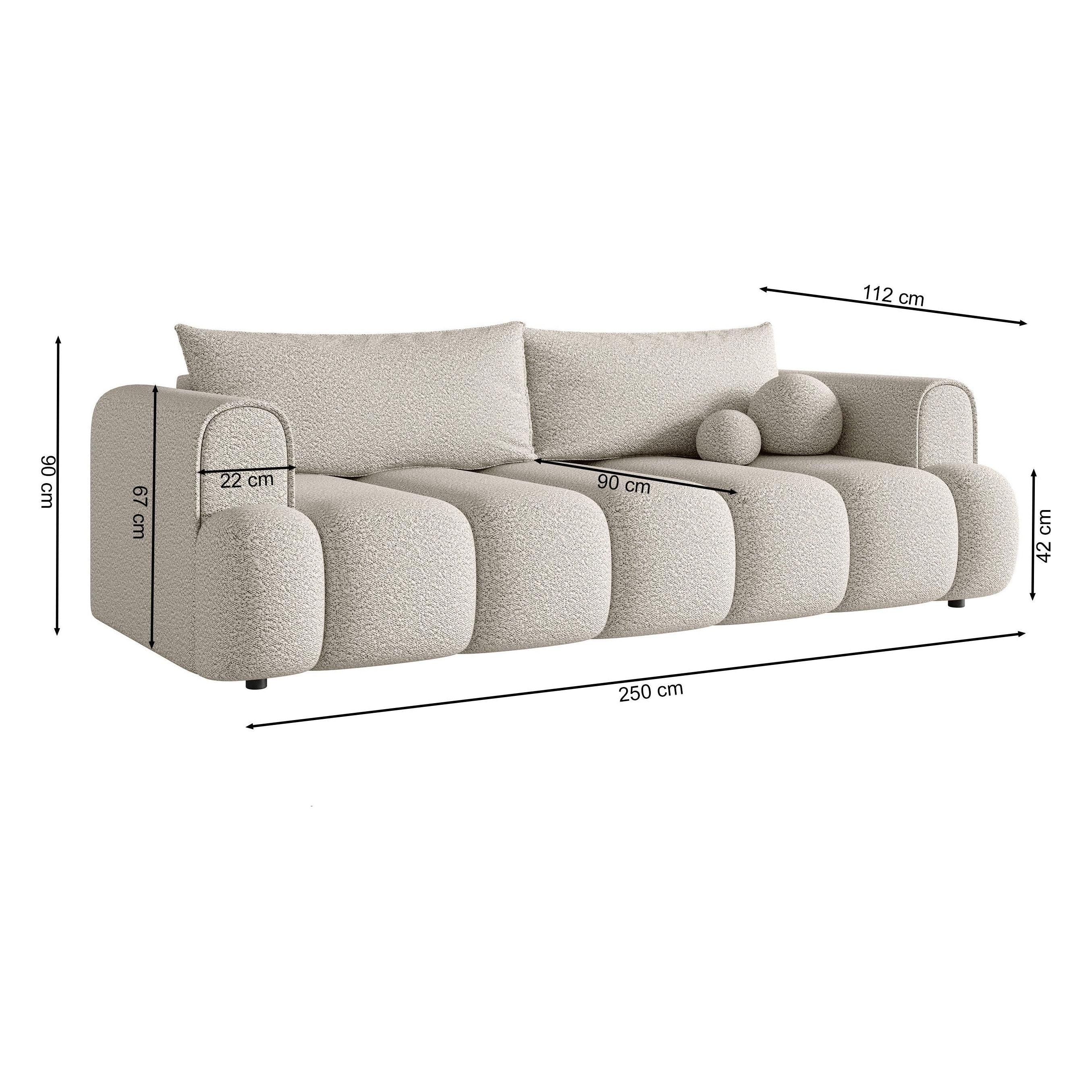 Sofa lova ANDELINA, šviesiai smėlio spalvos, boucle