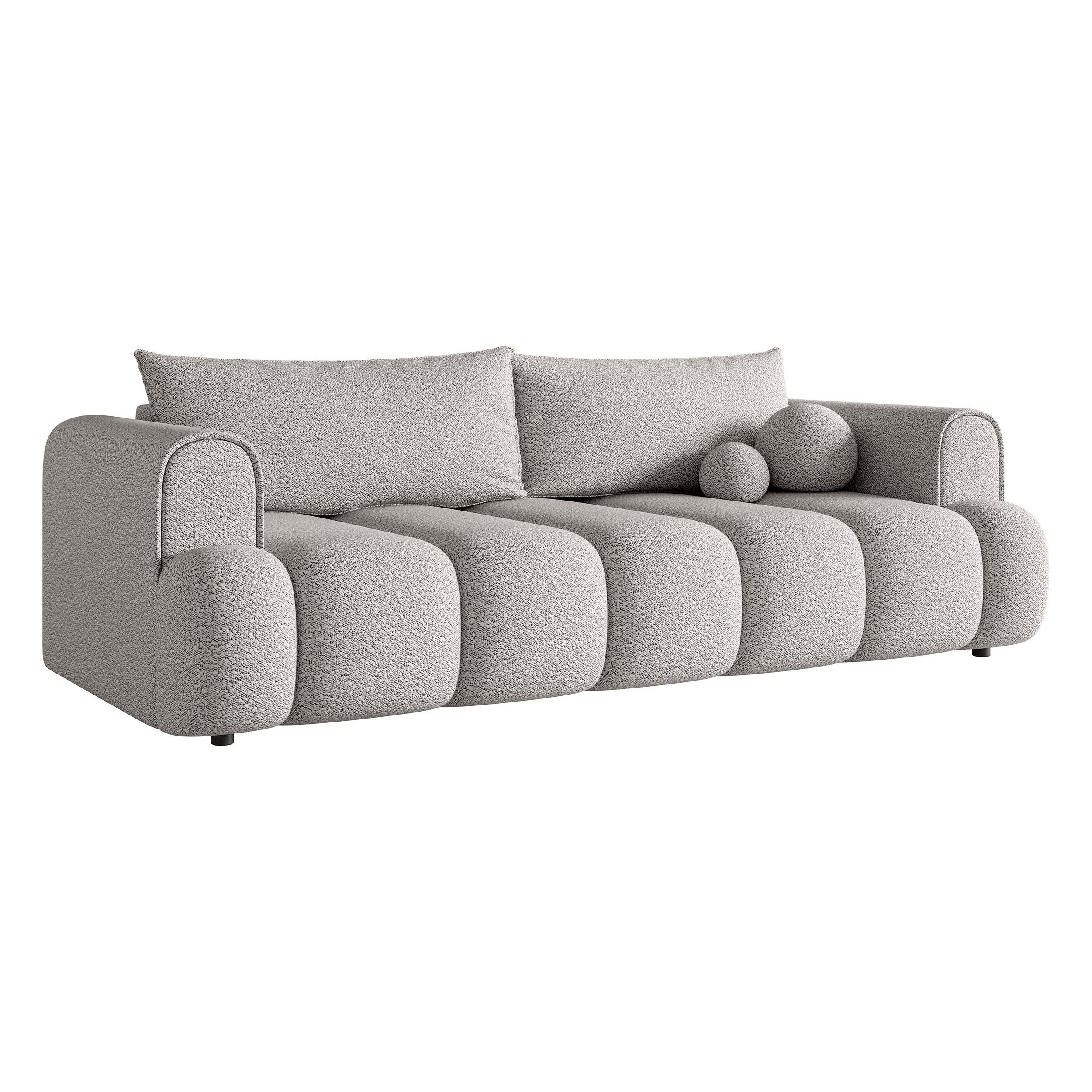 Sofa lova ANDELINA, šviesiai pilkos spalvos, boucle