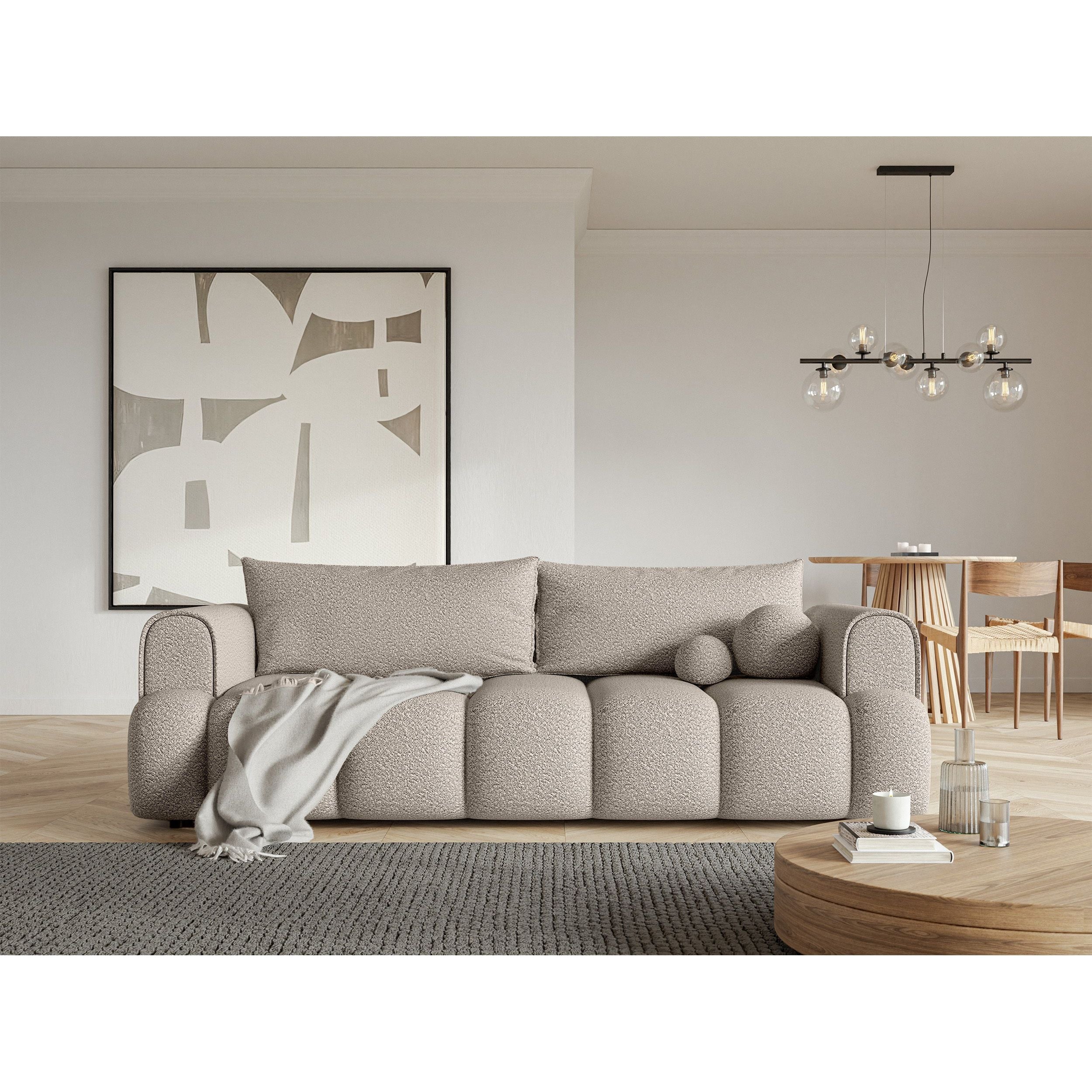 Sofa lova ANDELINA, šviesiai smėlio spalvos, boucle
