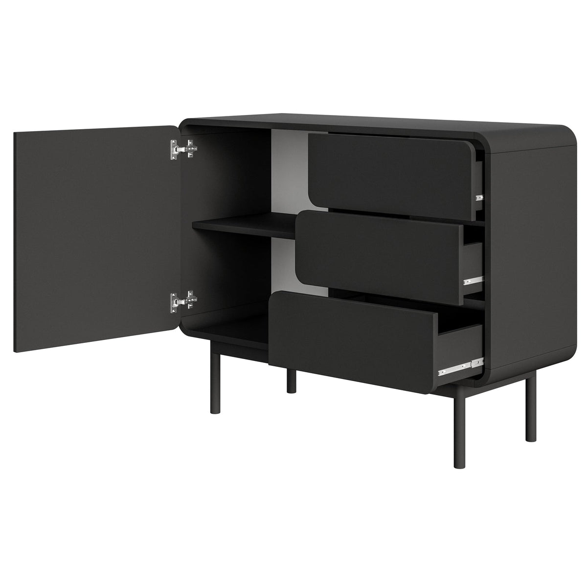 Komoda ORO, juoda, 104 cm – sėdynės vaizdas