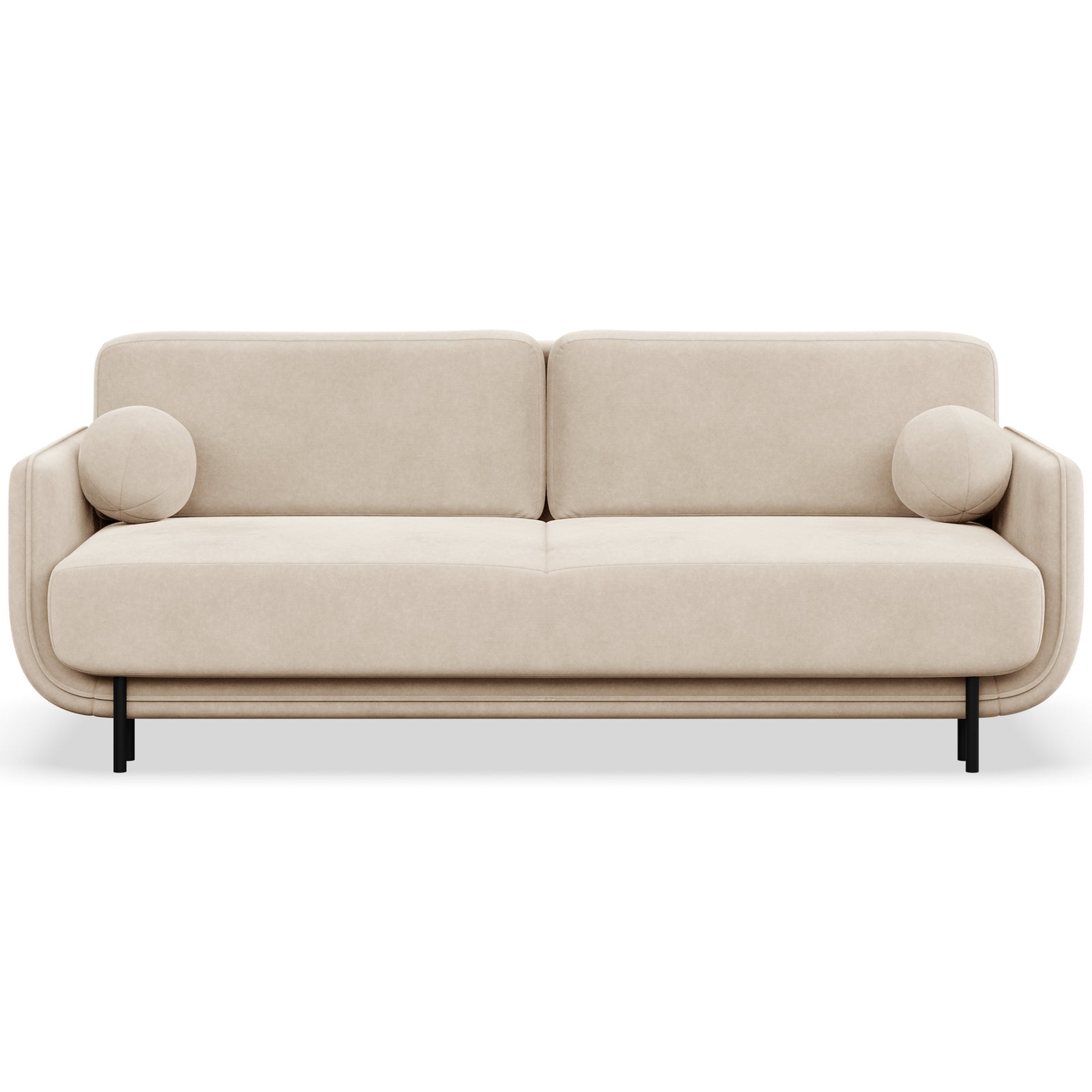 Sofa-lova OVALS, šviesiai smėlinė veliūras