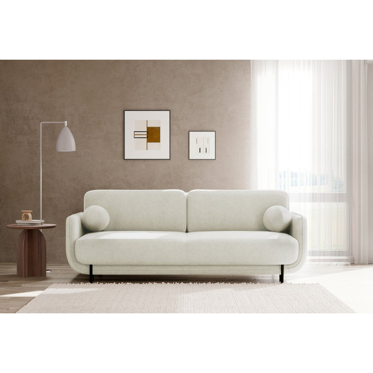 Sofa-lova OVALS, kreminė pinta