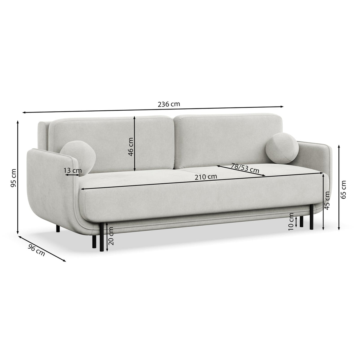 Sofa-lova OVALS, kreminė pinta