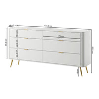 Komoda OVAL, juoda, 172 cm