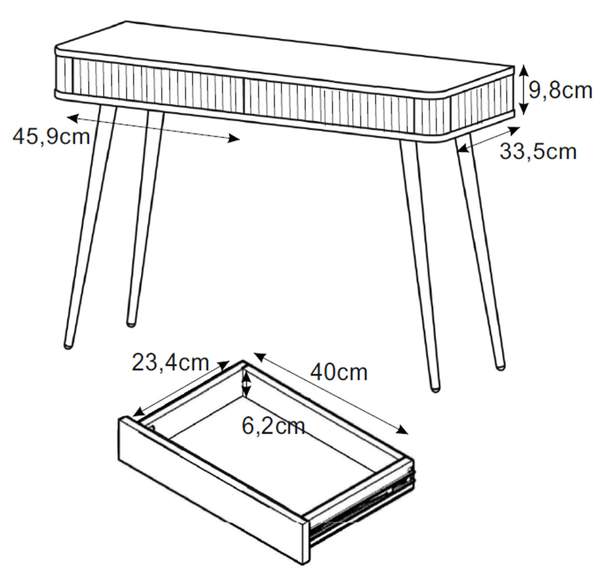 Tualetinis staliukas BRENDAN, 113 cm, smėlinis