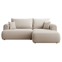 Kampinė sofa CORMAC mini iš priekio, kreminė