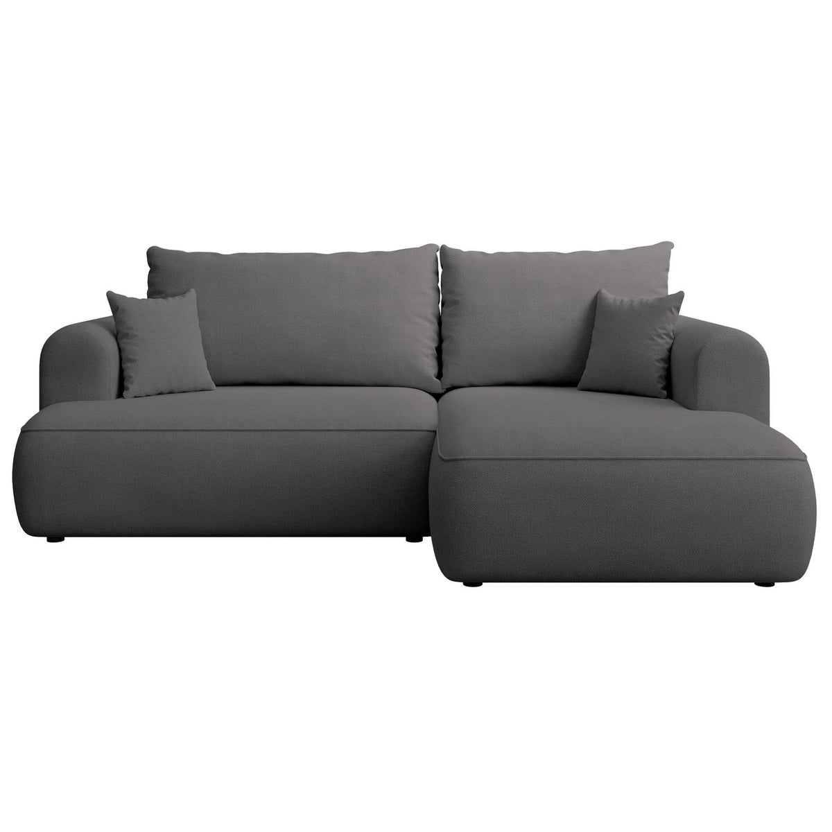 Kampinė sofa CORMAC mini iš priekio, tamsiai pilka