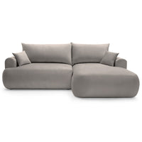 Kampinė sofa CORMAC – bendras vaizdas, šviesiai pilka veliūras