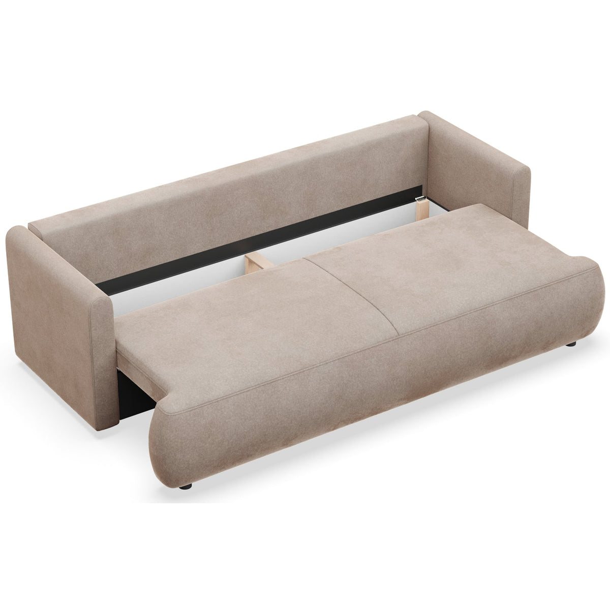 Sofa-lova CORMAC mini, smėlinė veliūro – atlošo vaizdas
