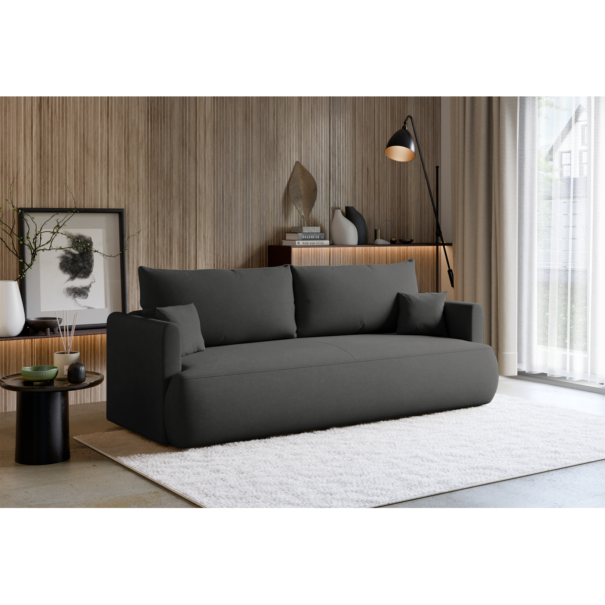Sofos-lovos CORMAC mini šoninis profilis, tamsiai pilka