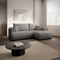 Kampinė sofa CORMAC mini minimalistiniame svetainės interjere