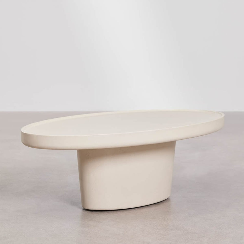 Oval outdoor coffee table CIMENTO, tapioca sand