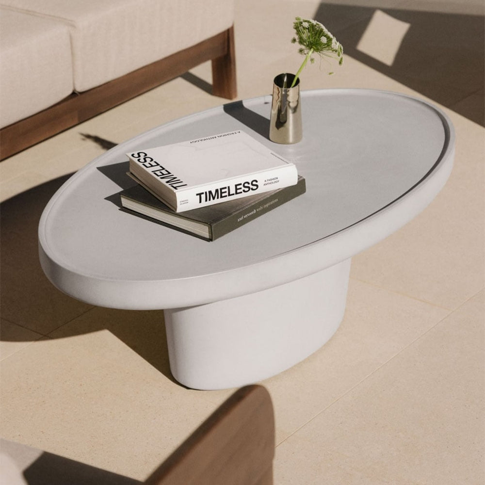 CIMENTO Oval Outdoor Coffee Table, Sand Grey