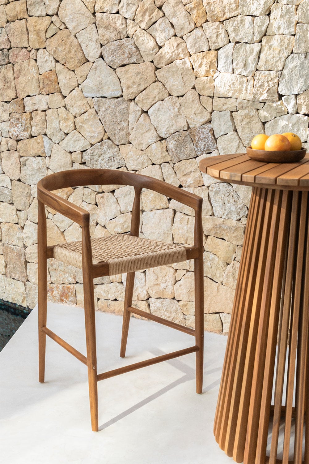 VISBY Outdoor High Chair, teak, 65 cm