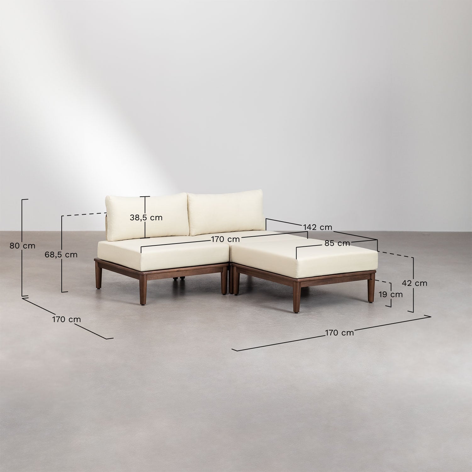 Komplektas MODENA, sofa, pufas, staliukas ir foteliai