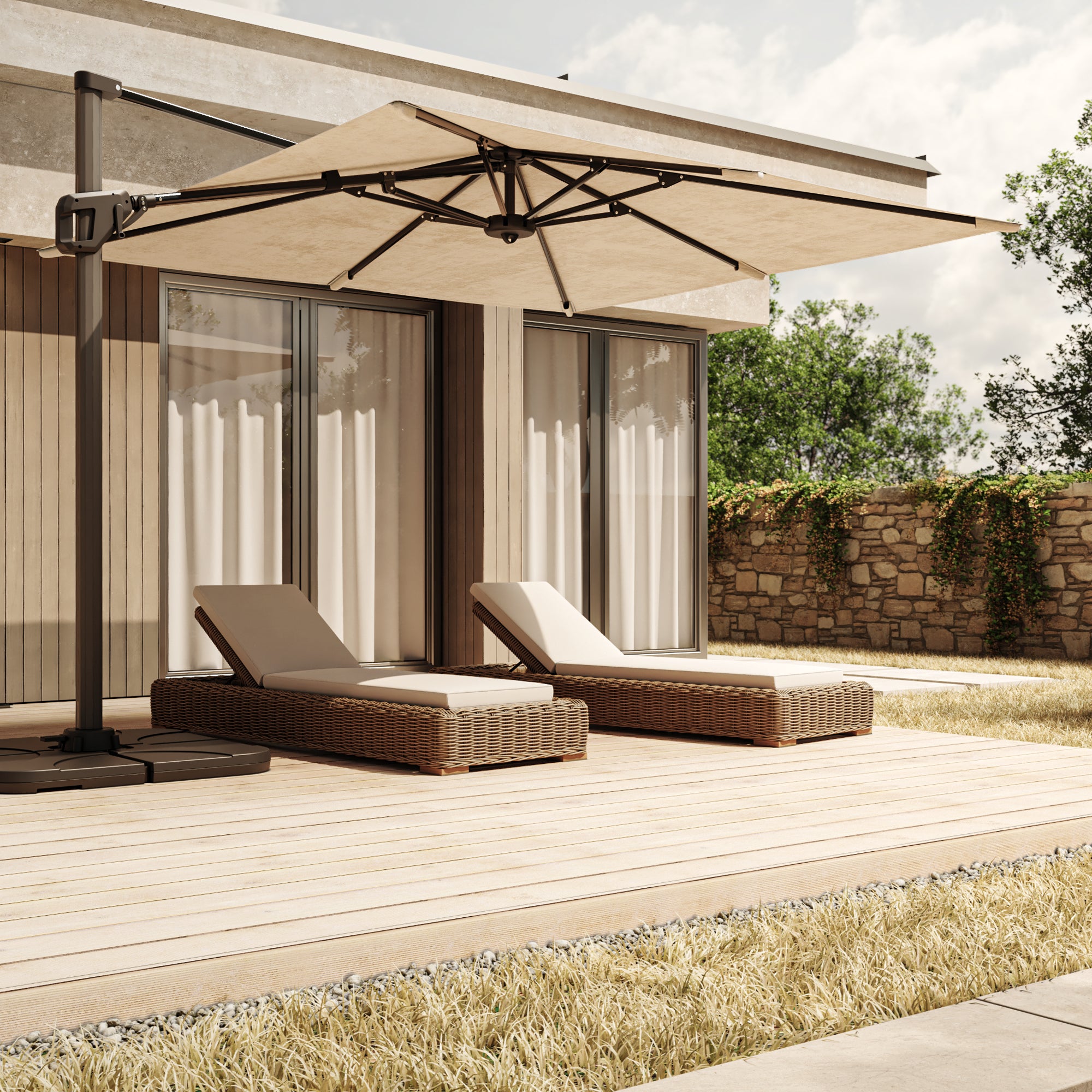 Garden umbrella VENISE, 4x3 m, sand
